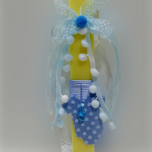 Χειροποίητη βρεφική λαμπάδα ζιπουνακι μπλε - αγόρι, δώρο, λαμπάδες, πρώτο Πάσχα, για μωρά
