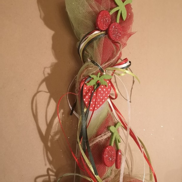 Λαμπάδα με φράουλες και κεράσια ! (34cm) - κορίτσι, λαμπάδες, για παιδιά, για ενήλικες, για εφήβους - 5