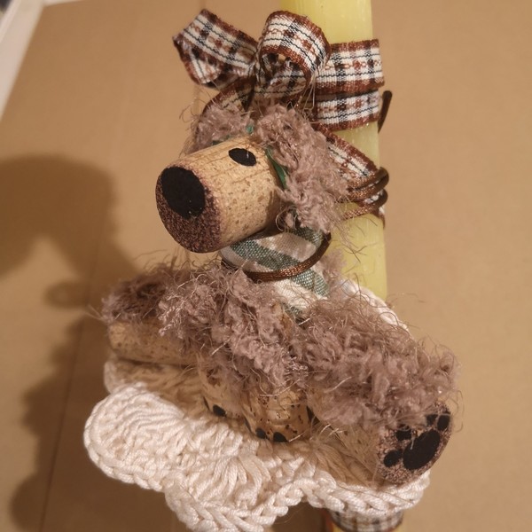 Λαμπαδα σκυλάκι από φελλό (25cm) - κορίτσι, αγόρι, λαμπάδες, για παιδιά, για ενήλικες - 2