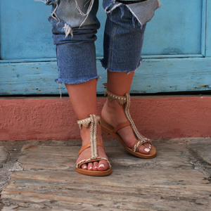 Gladiator sandals for women σε γήινες αποχρώσεις. - φλατ, δώρα για γυναίκες, ankle strap - 5