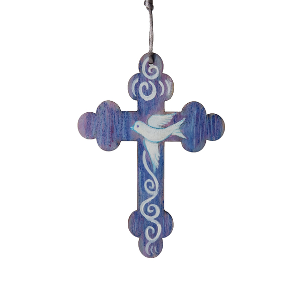 Ζωγραφιστός μωβ σταυρός με περιστέρι - διακοσμητικά, σταυροί, για παιδιά, για ενήλικες, για μωρά