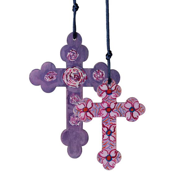 Σετ δύο σταυροί με λουλούδια - διακοσμητικά, για ενήλικες