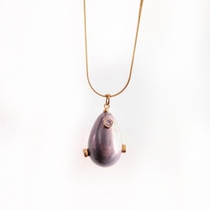 Pearl egg necklace - επιχρυσωμένα, κοντά, ατσάλι