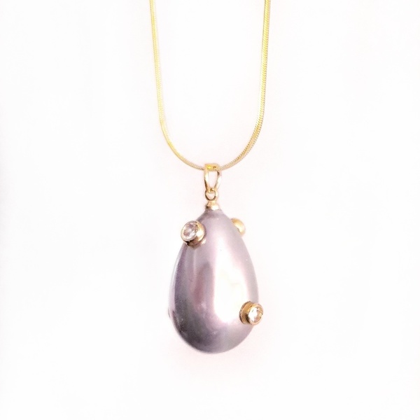 Pearl egg necklace - επιχρυσωμένα, κοντά, ατσάλι - 2