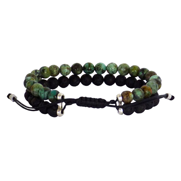 Ανδρικό βραχιόλι 2seiro turquoise & lava - βραχιόλια, δώρα για άντρες, αντρικά βραχόλια, ημιπολύτιμες πέτρες - 3