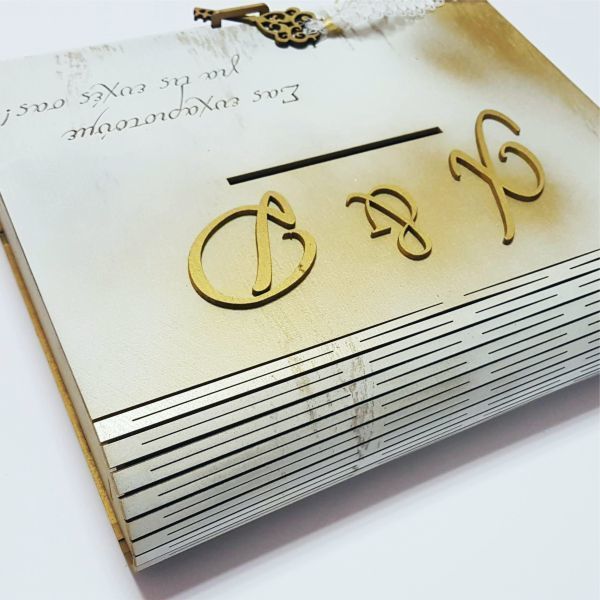 Χειροποίητο Ξύλινο Κουτί-Βιβλίο Ευχών γάμου, προσωποποιημένο - κουτί, είδη γάμου, personalised - 3