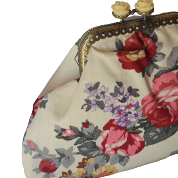 Vintage πορτοφόλι με τριαντάφυλλα - ύφασμα, vintage, φλοράλ, romantic, πορτοφόλια κερμάτων - 2