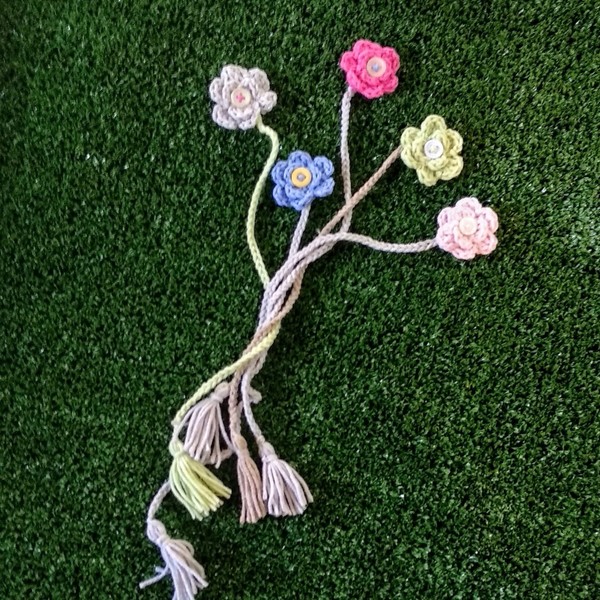 Λαμπάδα με πλεκτό λουλούδι σελιδοδείκτη - κορίτσι, λαμπάδες, σελιδοδείκτες, για ενήλικες - 3