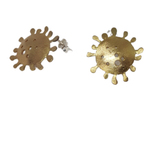 Σκουλαρίκια καρφωτά coronavirus - ορείχαλκος, καρφωτά, μικρά - 2