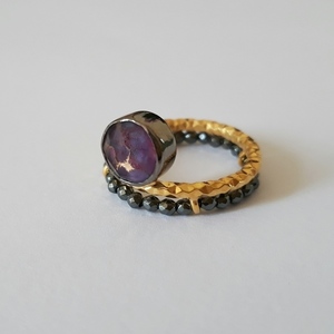 Koper Circle Ring - Ασημένιο Δαχτυλίδι με ημιπολύτιμες πέτρες - ασήμι, ημιπολύτιμες πέτρες, χειροποίητα - 3