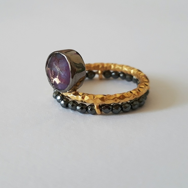 Koper Circle Ring - Ασημένιο Δαχτυλίδι με ημιπολύτιμες πέτρες - ασήμι, ημιπολύτιμες πέτρες, χειροποίητα - 5