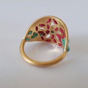 Josephine Agate Ring-Ασημένιο Δαχτυλίδι Κεντητό - ασήμι, κεντητά, αχάτης, επιχρυσωμένα, μεγάλα - 3