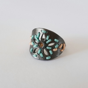 Josephine Citrine Ring-Ασημένιο Δαχτυλίδι Κεντητό - ασήμι, κεντητά, χρωματιστό