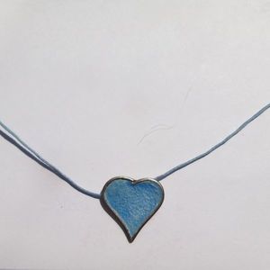 Μενταγιόν με καρδιά από ασήμι 925 σε γαλάζιο χρώμα - ασήμι, γυναικεία, καρδιά, κοντά, νεανικό