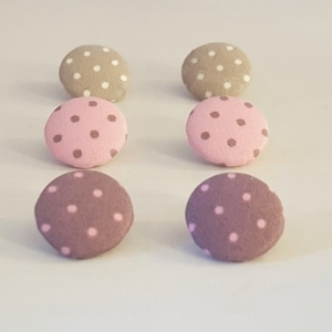 Σκουλαρικια stud απο υφασματινο κουμπια "polka dots" σε τρία χρώματα και δύο μεγέθη.. - καρφωτά, faux bijoux, φθηνά