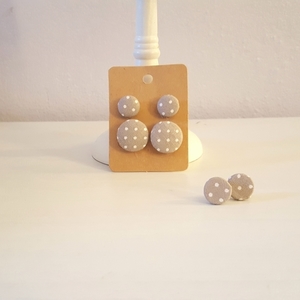 Σκουλαρικια stud απο υφασματινο κουμπια "polka dots" σε τρία χρώματα και δύο μεγέθη.. - καρφωτά, faux bijoux, φθηνά - 3