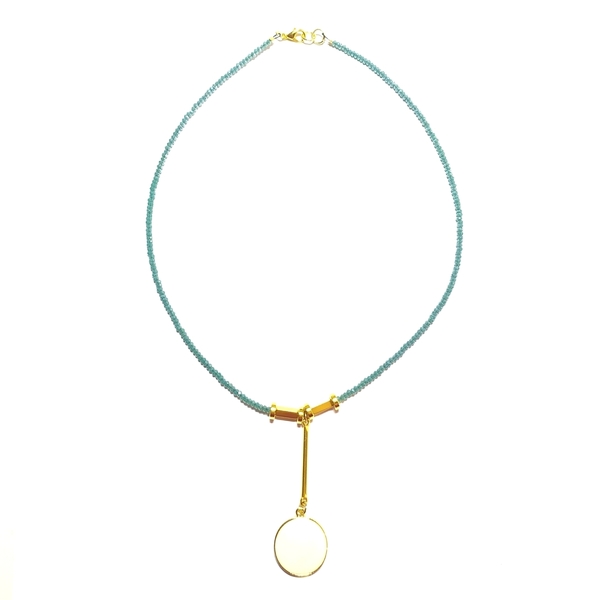 Glam teal necklace - επιχρυσωμένα, σμάλτος, κοντά, μπρούντζος, πέρλες - 3