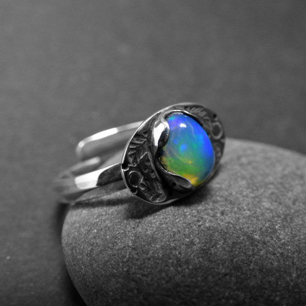 "Magic Opaal " - Χειροποίητο δαχτυλίδι από ασήμι 925 και Οπάλιo! - ασήμι, ημιπολύτιμες πέτρες, μικρά, μικρά, οπάλιο, boho, αυξομειούμενα - 2