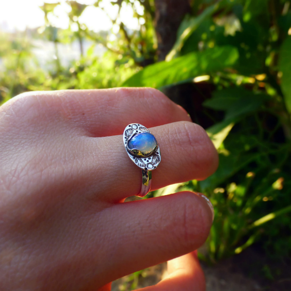 "Magic Opaal " - Χειροποίητο δαχτυλίδι από ασήμι 925 και Οπάλιo! - ασήμι, ημιπολύτιμες πέτρες, μικρά, μικρά, οπάλιο, boho, αυξομειούμενα - 4