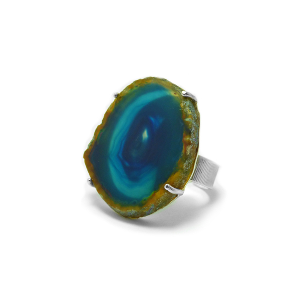"Blue light lace ring" - Χειροποίητο δαχτυλίδι οοοομε έναν υπέροχο Γαλάζιο Δαντελωτό Αχάτη! - ημιπολύτιμες πέτρες, αχάτης, επάργυρα, φεγγάρι, boho, αυξομειούμενα, φθηνά