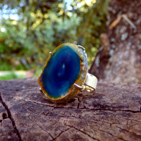 "Blue light lace ring" - Χειροποίητο δαχτυλίδι οοοομε έναν υπέροχο Γαλάζιο Δαντελωτό Αχάτη! - ημιπολύτιμες πέτρες, αχάτης, επάργυρα, φεγγάρι, boho, αυξομειούμενα, φθηνά - 4