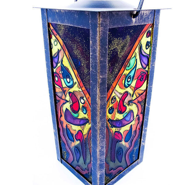 Μεταλλικό Φανάρι, Μπρονζέ, "Φτερά Πεταλούδας" - vintage, ζωγραφισμένα στο χέρι, διακοσμητικά, διακόσμηση βεράντας - 3