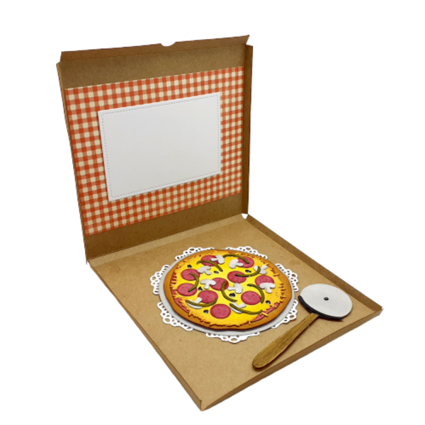 Τρισδιάστατη Ευχετήρια κάρτα - Pizza Box - φαγητό