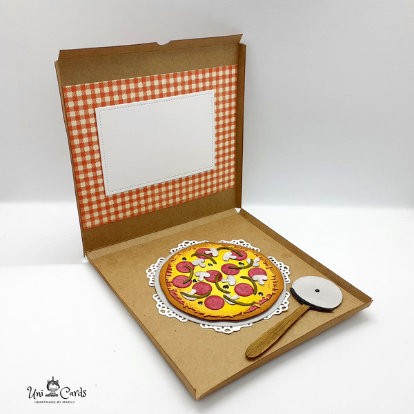 Τρισδιάστατη Ευχετήρια κάρτα - Pizza Box - φαγητό - 3