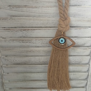 Γουρι Ματι evileye - ξύλο, με φούντες, διακόσμηση, evil eye, διακοσμητικά - 3