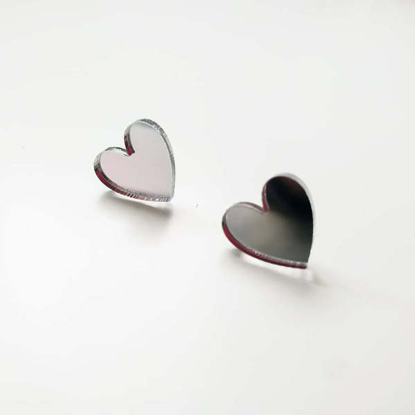 Σκουλαρίκια Πλέξιγκλας "Καρδιά" - καρδιά, καρφωτά, μικρά, plexi glass