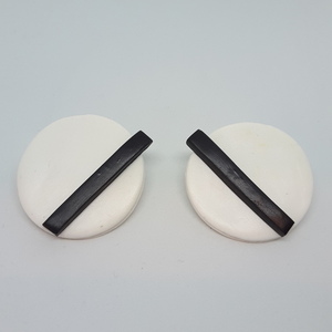 Ασπρόμαυρα σκουλαρίκια από πολυμερή πηλό - πηλός, καρφωτά - 4