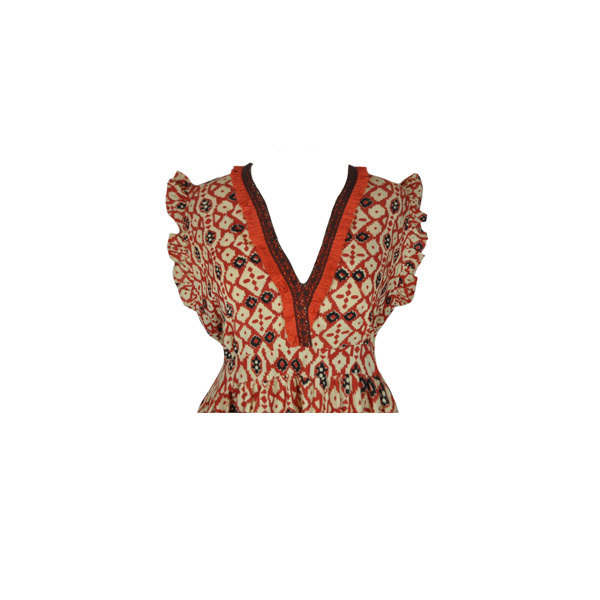 Φόρεμα maxi αμπίρ καφέ-κόκκινο - βαμβάκι, χειροποίητα - 3