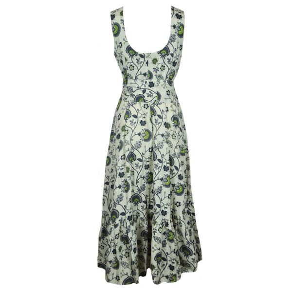 Φόρεμα 60΄s με λουλούδια - βαμβάκι, αμάνικο, midi, φλοράλ - 3