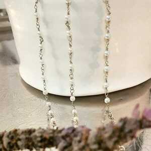 "Pearl Bracelet"-Μίνιμαλ βραχιόλι-ροζάριο με πέρλες - αλυσίδες, χάντρες, ατσάλι, σταθερά, πέρλες, φθηνά - 3