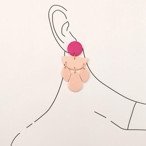Ρομαντικά χειροποίητα σκουλαρίκια σε ροζ παστέλ | Pink Lemon - πηλός, μακριά, κρεμαστά, πολυέλαιοι - 3