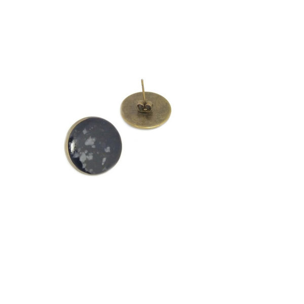 B L A C K vintage stud earrings in semi precious stones - ημιπολύτιμες πέτρες, γυαλί, καρφωτά, μπρούντζος, φθηνά