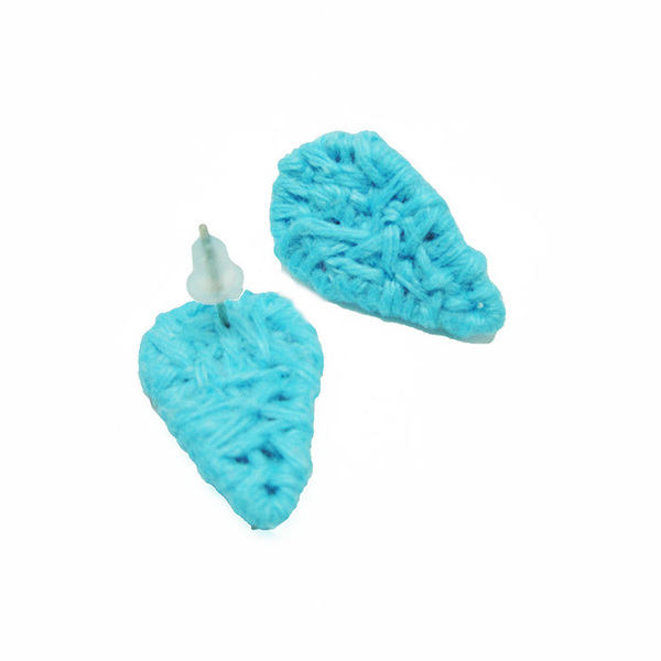 Σκουλαρίκια σταγόνες γαλάζιες - statement, αδιάβροχο, must αξεσουάρ, καρφωτά, μικρά, πλεκτά - 3