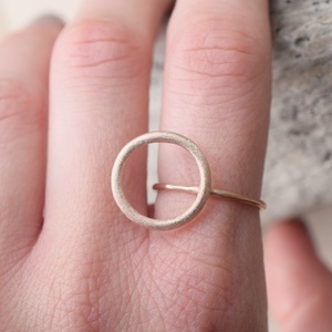 Ροζ επιχρυσωμένο δαχτυλίδι με κύκλο στην κορυφή ασήμι 925 - ασήμι, επιχρυσωμένα, μικρά, σταθερά, boho, γεωμετρικά σχέδια, μεγάλα