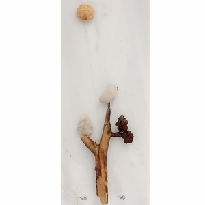 Μάρμαρο διακοσμητικό κρεμαστό με παράσταση από βότσαλα και θαλασσόξυλα (10×25×0,5cm) - χειροποίητα, δώρα γενεθλίων, διακοσμητικά, ιδεά για δώρο, βότσαλα - 2