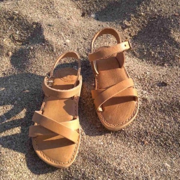 Παιδικό Δερμάτινο Σανδάλι "Baby Sandals" - δέρμα, σανδάλια, αρχαιοελληνικό, gladiator, φλατ - 2