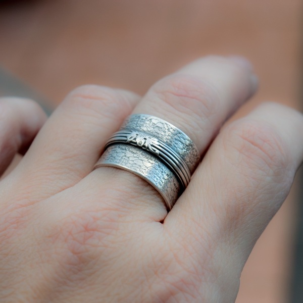 Ασημένιο ανοιγόμενο φαρδύ δαχτυλίδι - ασήμι, μεγάλα, αυξομειούμενα - 5