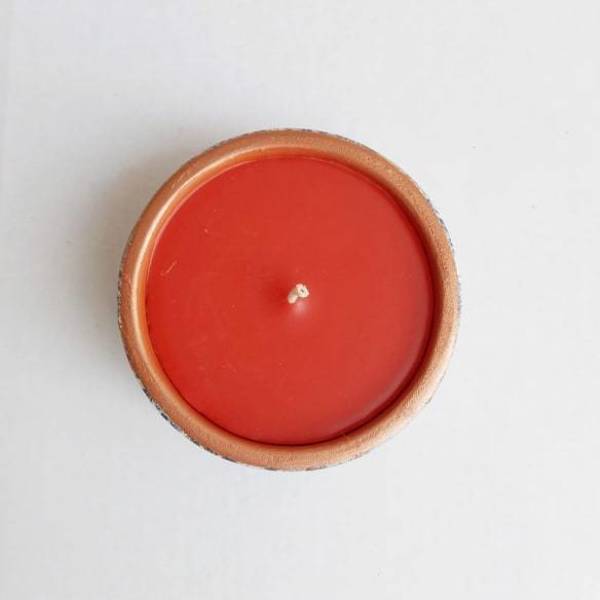 Χειροποίητο αρωματικό κερί σε πήλινο δοχείο - ντεκουπάζ, πηλός, αρωματικά κεριά - 3