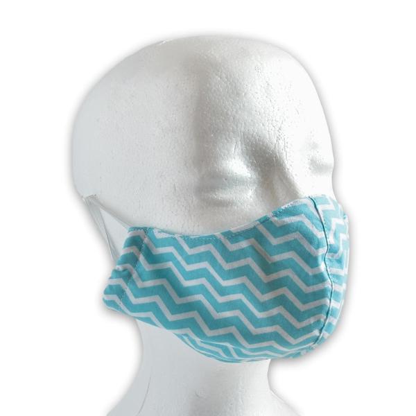 Βαμβακερή μάσκα προσώπου επαναχρησιμοποιούμενη, chevron μπλε - άσπρο - βαμβάκι, γυναικεία, κορίτσι, αγόρι, για παιδιά, για ενήλικες, μάσκα προσώπου, μάσκες προσώπου - 2