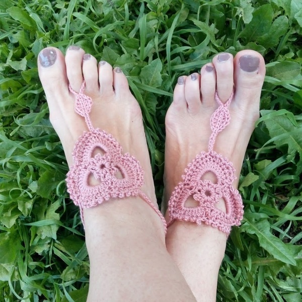 Barefoot sandals "λωτός ροζ" - δώρο, ποδιού - 3