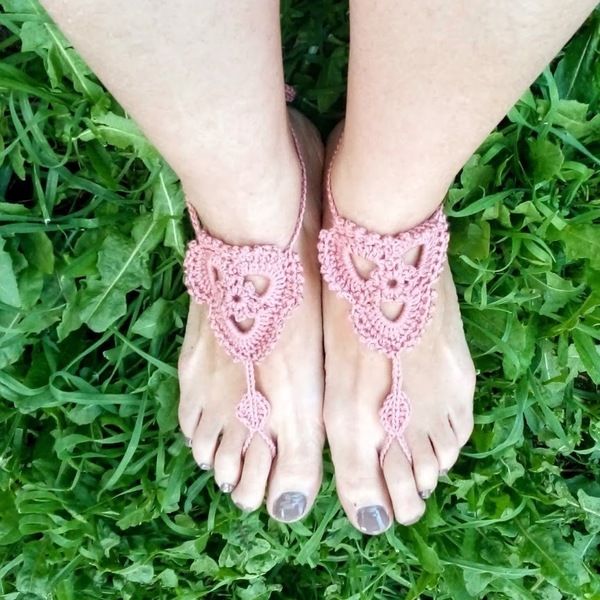 Barefoot sandals "λωτός ροζ" - δώρο, ποδιού - 4