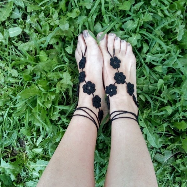 Barefoot sandals "black simplicity" - δώρο, ποδιού - 3