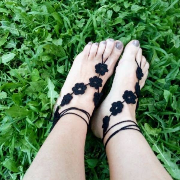 Barefoot sandals "black simplicity" - δώρο, ποδιού - 2