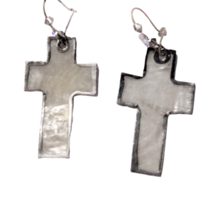 Σκουλαρίκια σταυρός από φίλντισι - γυναικεία, σταυρός, μαμά, κρεμαστά, δώρα για γυναίκες - 4