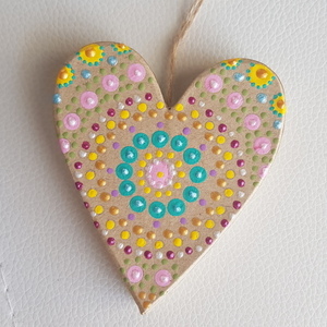 Καρδιά ζωγραφισμένη με σχέδια mandala - καρδιά, κρεμαστά, διακοσμητικά, mandala