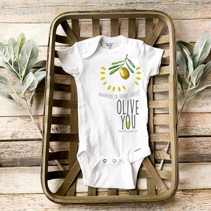 "Olive you, babe"| Φορμάκι μωρού/ παιδικό μπλουζάκι - κορίτσι, αγόρι, 0-3 μηνών, βρεφικά ρούχα - 4